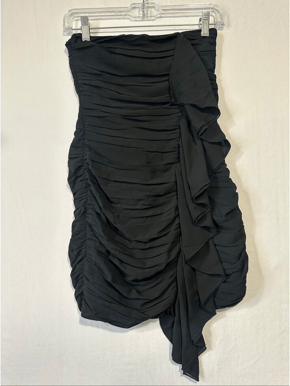Meshki Black Ruffle Mini Dress, size XXS